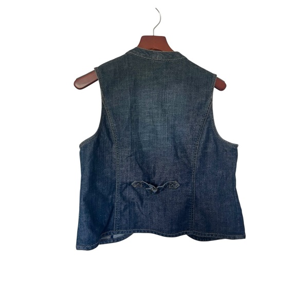 Chico's Platinum Denim Vest sz 2 boho western rodeo casual beaded gypsy Cowgirl - Picture 4 of 8